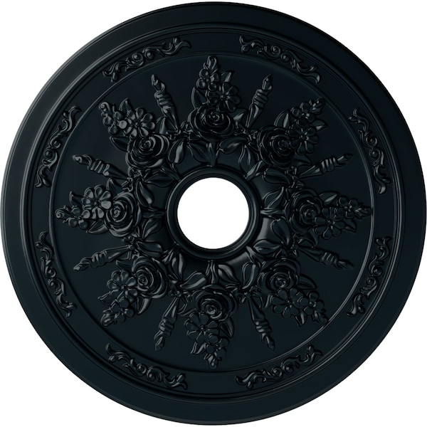 Ekena Millwork Rose and Ribbon Ceiling Medallion (Fits Canopies up to 4"), 23 5/8"OD x 4"ID x 1 1/2"P, Night Shade CM23RONSF - main